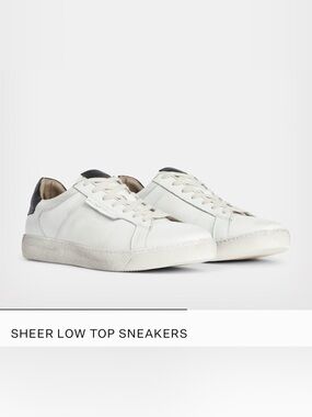 AllSaints Sheer Low Top White Leather Sneakers Size EU 41 (US Men's 8)